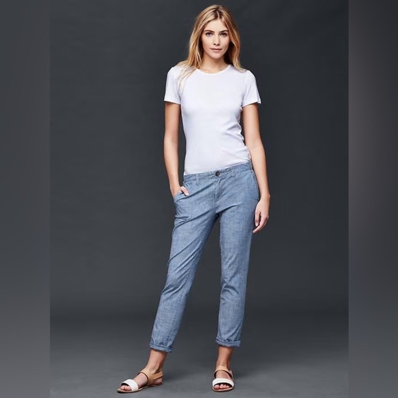 GAP Factory Girlfriend Chambray Chino Pants, Size 2/26 Style 362687 - Picture 1 of 12